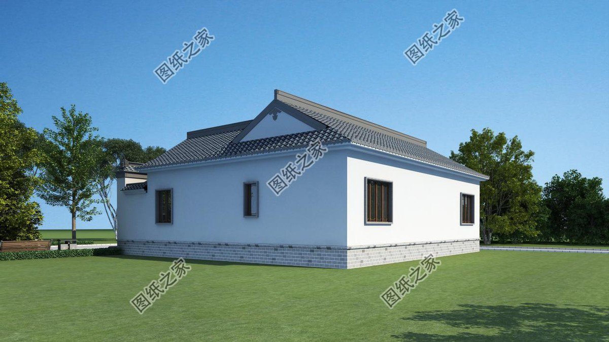 一層合院農(nóng)村別墅設(shè)計，一家人住在一起，非常有氣氛