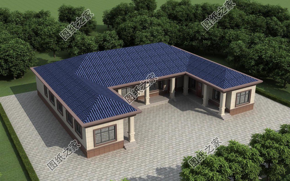 一層合院農(nóng)村別墅設(shè)計，一家人住在一起，非常有氣氛