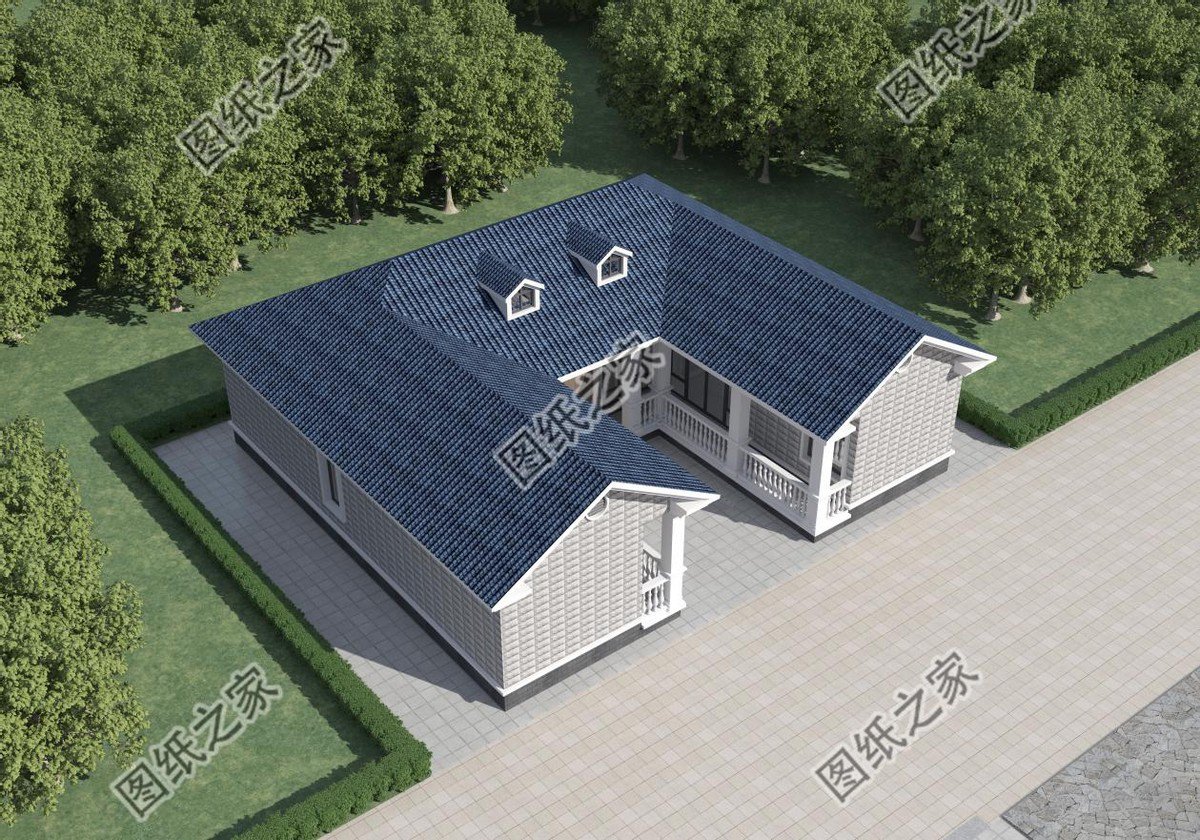 一層合院農(nóng)村別墅設(shè)計，一家人住在一起，非常有氣氛