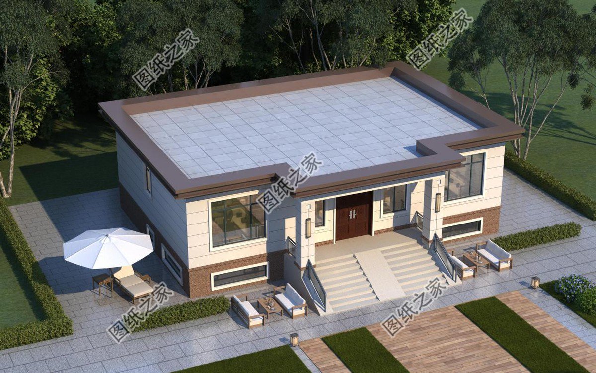 平屋頂農(nóng)村別墅設計，施工難度較小，實用性更強