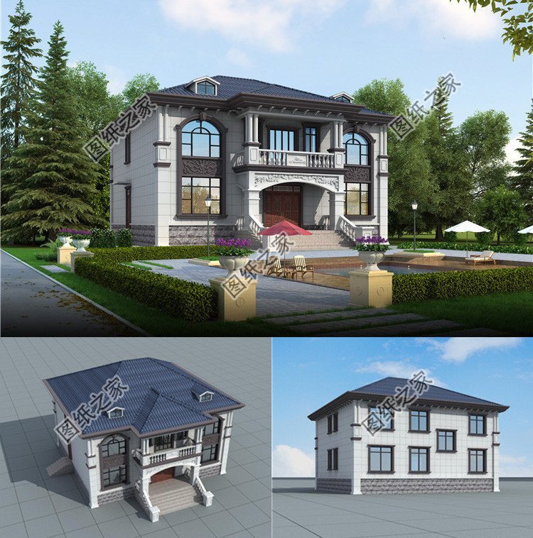 農(nóng)村二層別墅設(shè)計，外觀效果圖如畫卷般美麗，充實家庭的生活