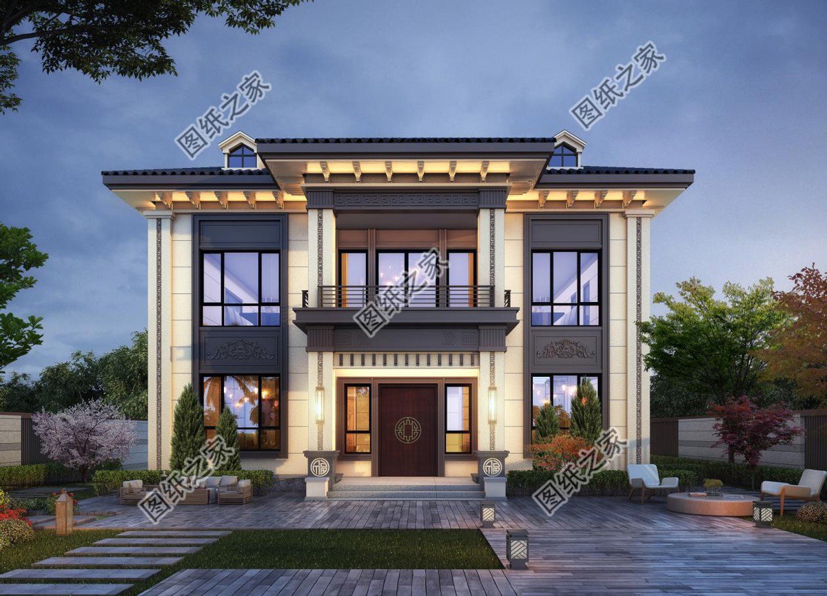 新中式農(nóng)村別墅設計，回老家建上一棟，盡顯大氣