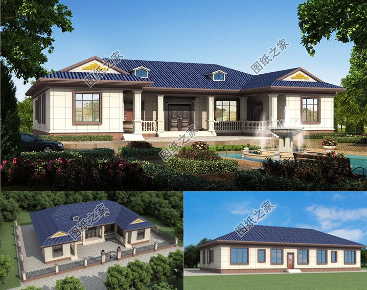 中式一層農(nóng)村別墅設(shè)計圖效果圖