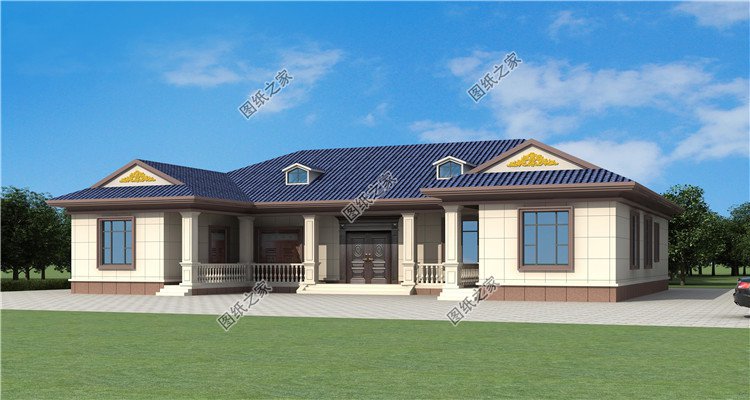 中式一層農(nóng)村別墅設(shè)計圖外觀圖