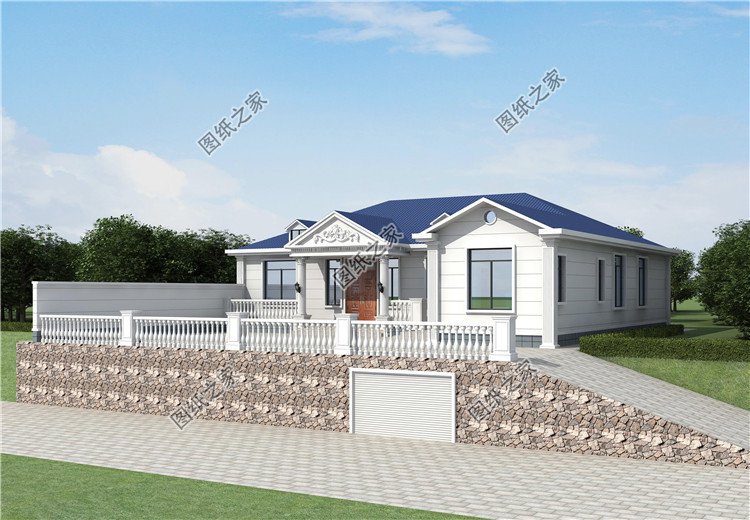 七字形一層小平房設計方案外觀圖