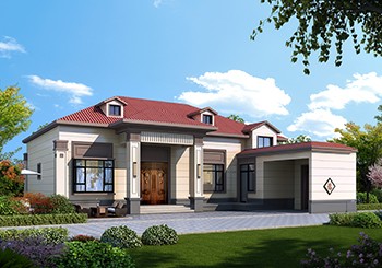 7字型一層半農(nóng)村別墅設(shè)計(jì)圖，美觀舒適，買了別墅的都會(huì)羨慕你