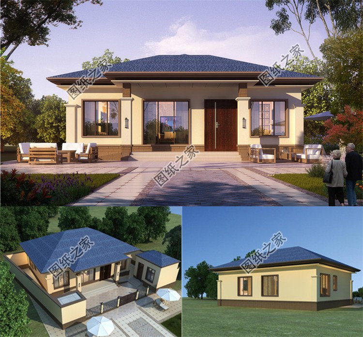 大氣農(nóng)村一層自建別墅方案效果圖