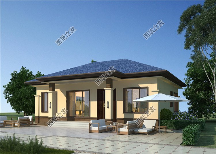 大氣農(nóng)村一層自建別墅方案外觀圖