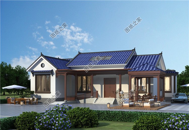 一層中式養(yǎng)老別墅設(shè)計(jì)圖外觀圖