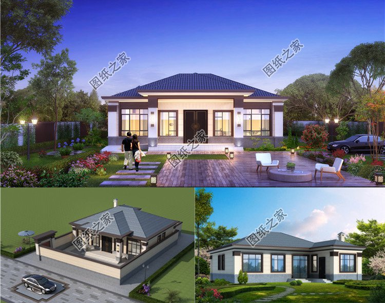 農(nóng)村一層養(yǎng)老別墅設(shè)計(jì)圖效果圖