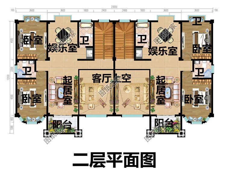 帶地下室的農(nóng)村三層雙拼別墅