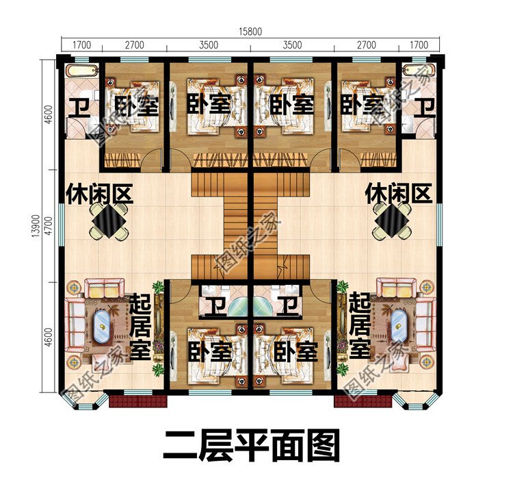 農(nóng)村三層雙拼別墅戶型圖設(shè)計(jì)圖