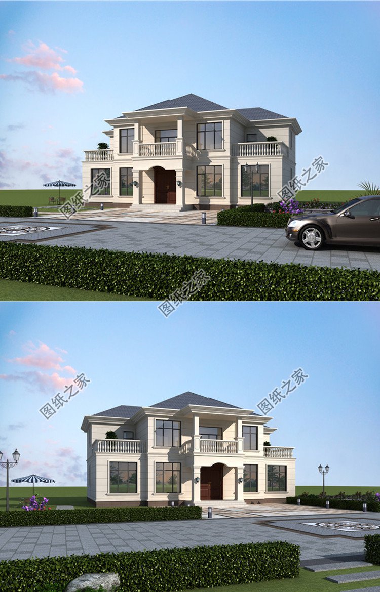 200平米二層五間對(duì)稱(chēng)式結(jié)構(gòu)別墅外觀圖