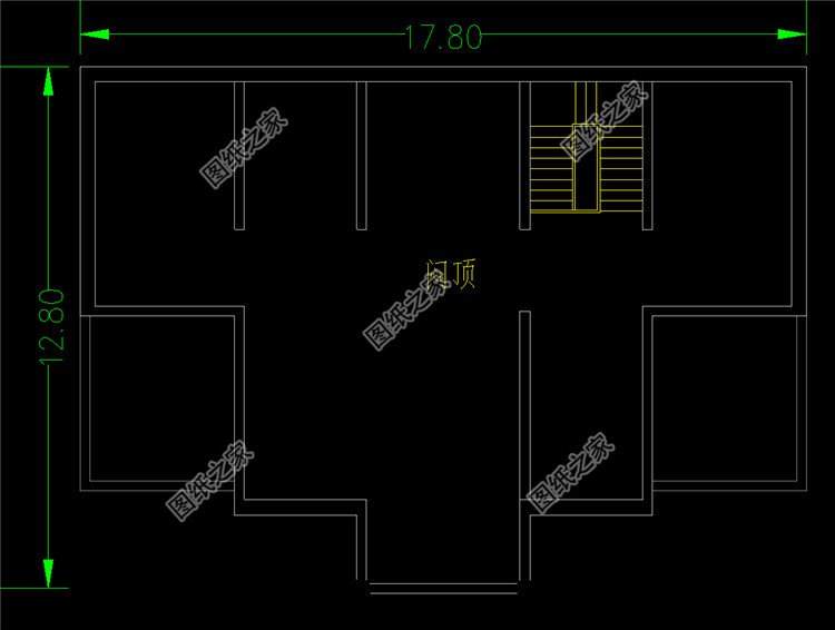 200平米二層五間對(duì)稱(chēng)式結(jié)構(gòu)別墅閣樓平面圖