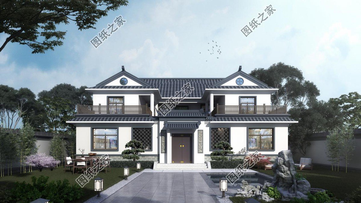 中式別墅設(shè)計(jì)，白墻黛瓦勾畫(huà)的美感，城里人看了都羨慕