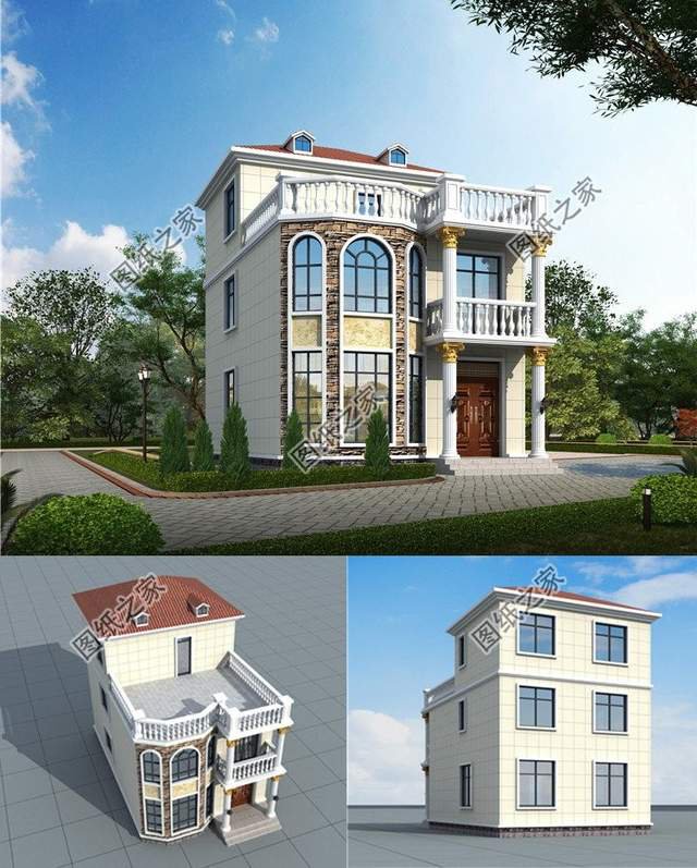 鄉(xiāng)村三層自建房設(shè)計，超大的落地窗，這個外觀很難不愛啊