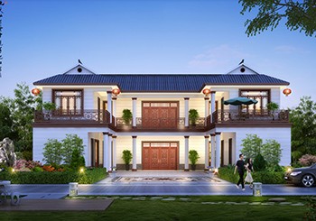 簡約農(nóng)村中式四合院別墅二層設計圖，19米乘13米，100年后還流行