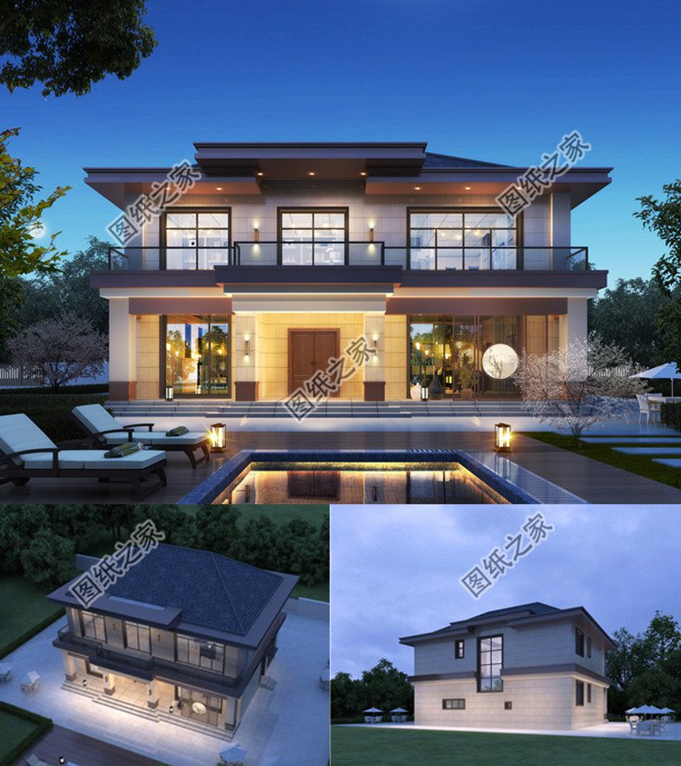 農(nóng)村二層現(xiàn)代風(fēng)格別墅設(shè)計圖效果圖