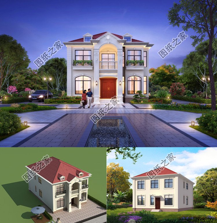 獨(dú)棟二層小別墅設(shè)計(jì)圖效果圖