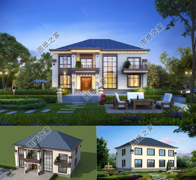 四開間二層別墅設(shè)計(jì)圖效果圖