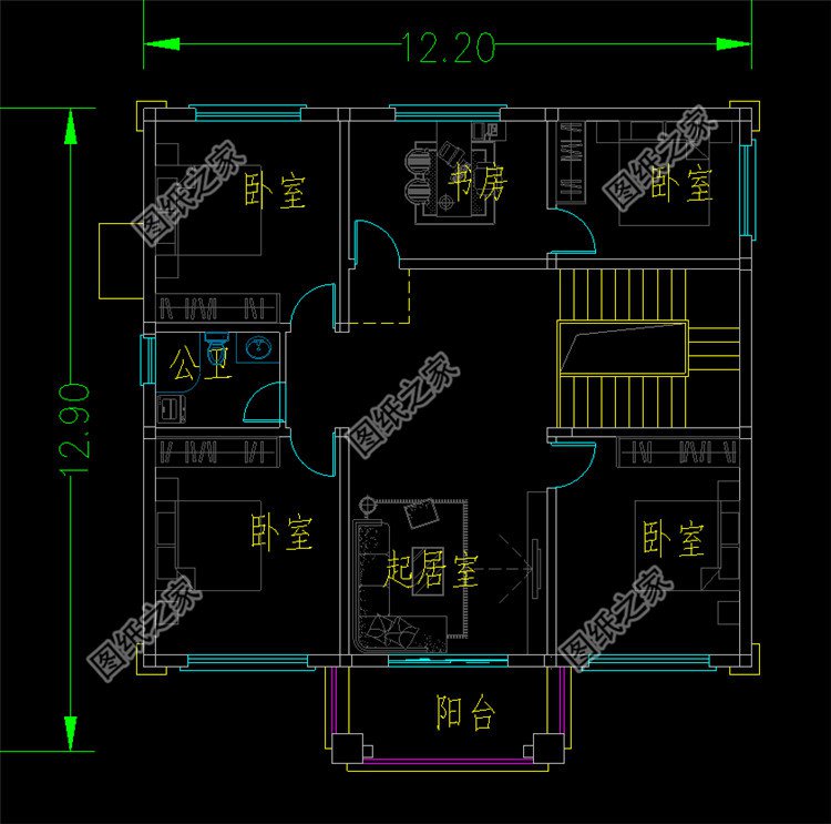 簡歐風(fēng)二層農(nóng)村別墅設(shè)計圖二層