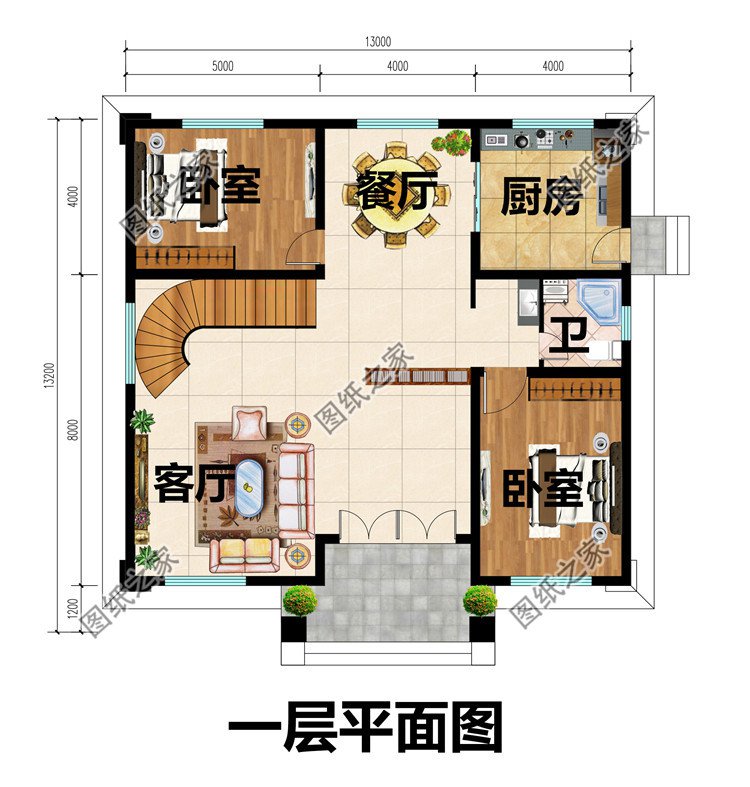 對(duì)稱簡單二層別墅一層