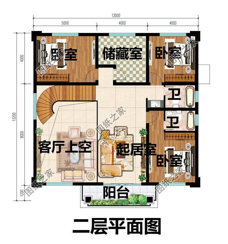 對(duì)稱簡單二層別墅二層