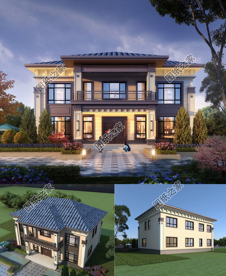 二層新中式小別墅設計圖紙效果圖