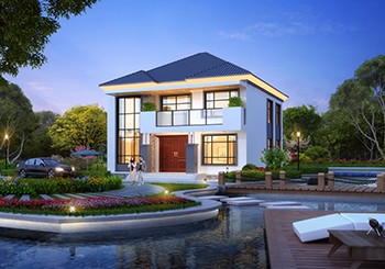 占地120平米清新脫俗簡單二層別墅設(shè)計方案，含效果圖