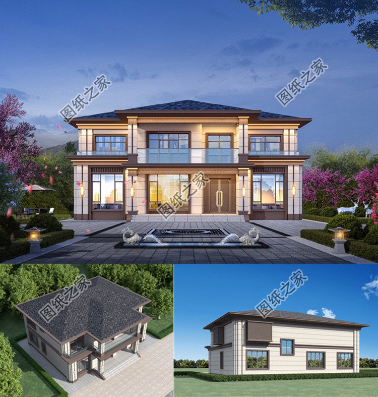 四間兩層農(nóng)村別墅戶型圖效果圖