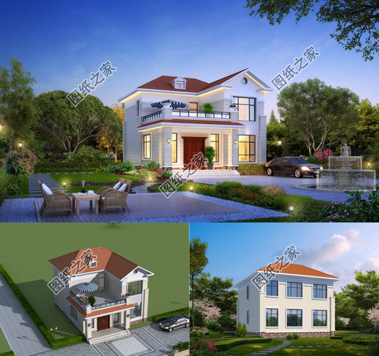 110平米農(nóng)村二間二層小別墅設(shè)計(jì)方案效果圖