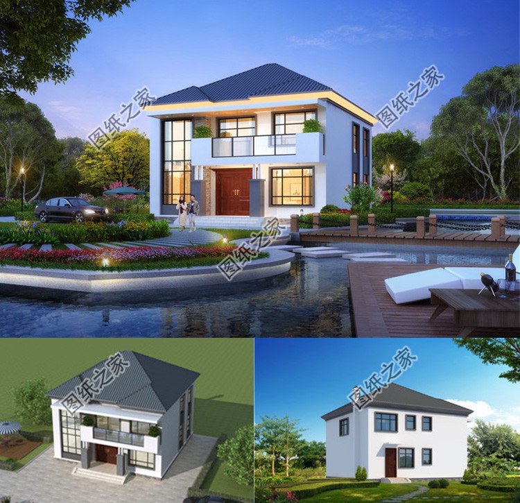 清新脫俗簡(jiǎn)單二層別墅設(shè)計(jì)方案效果圖