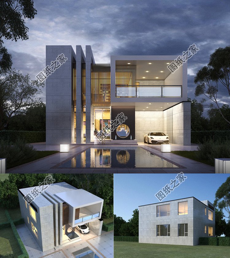 二層氣質(zhì)現(xiàn)代小洋樓設(shè)計圖效果圖