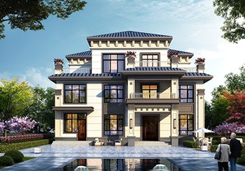 農(nóng)村四間三層豪華別墅設(shè)計方案圖，造型輕奢雅致