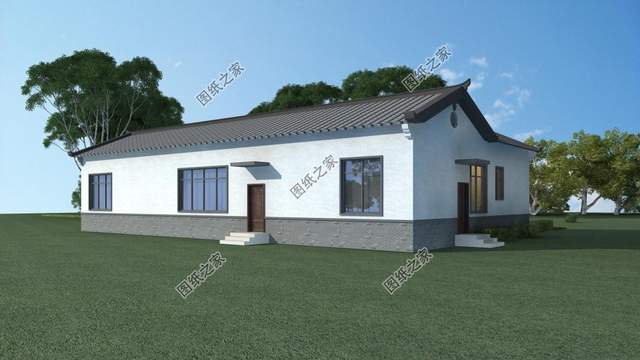 一層中式養(yǎng)老房效果圖，經(jīng)濟的造價成本，受到廣大建房者喜愛