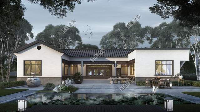 一層中式養(yǎng)老房效果圖，經(jīng)濟的造價成本，受到廣大建房者喜愛