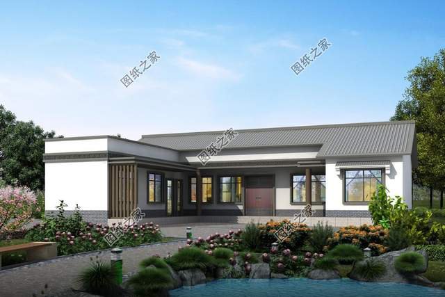 一層中式養(yǎng)老房效果圖，經(jīng)濟的造價成本，受到廣大建房者喜愛