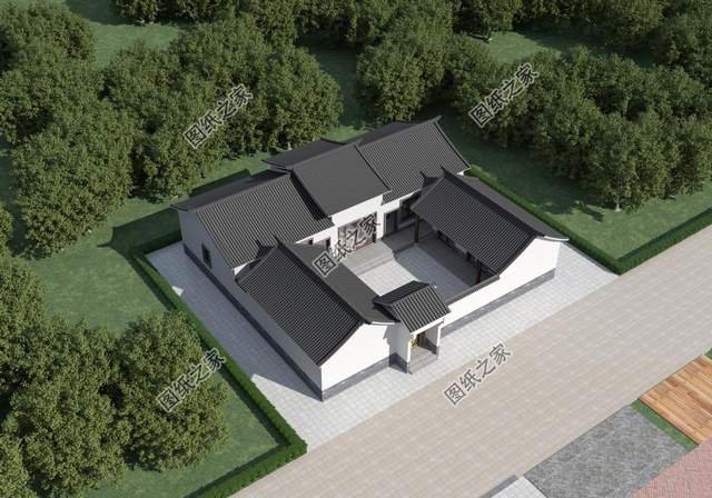 一層中式養(yǎng)老房效果圖，經(jīng)濟的造價成本，受到廣大建房者喜愛