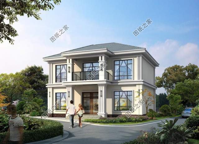 左右對稱別墅設(shè)計(jì)圖，外觀簡約大方，一眼就能愛上的小別墅