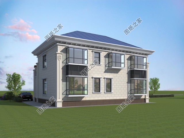 左右對稱別墅設(shè)計(jì)圖，外觀簡約大方，一眼就能愛上的小別墅