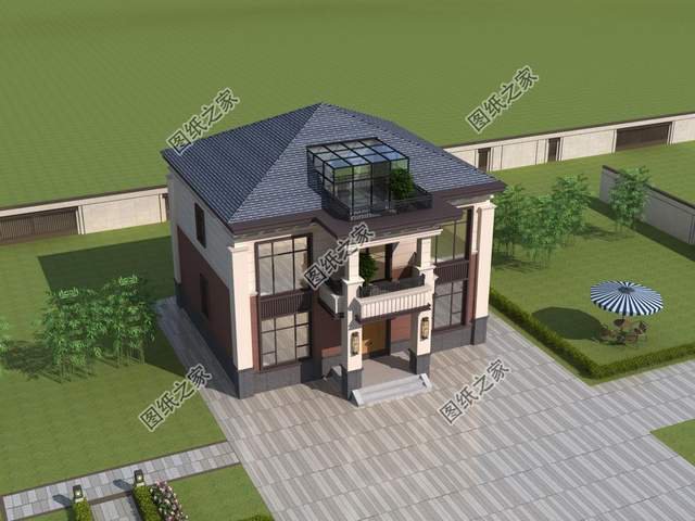 左右對稱別墅設(shè)計(jì)圖，外觀簡約大方，一眼就能愛上的小別墅