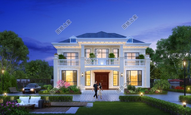 左右對稱別墅設(shè)計(jì)圖，外觀簡約大方，一眼就能愛上的小別墅