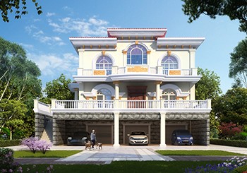 40萬就能建好的帶架空層的別墅設(shè)計(jì)圖，車再多也停得下