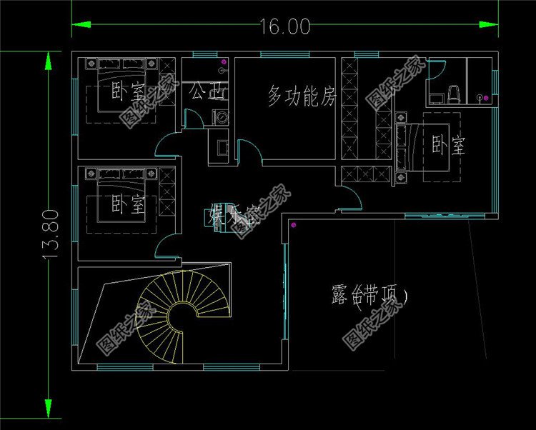 農(nóng)村四層帶架空層別墅布局3