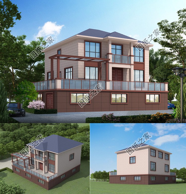 帶架空層別墅設(shè)計方案效果圖