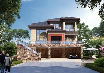 新中式帶架空的兩層（三層）自建房設(shè)計圖，流行這樣蓋