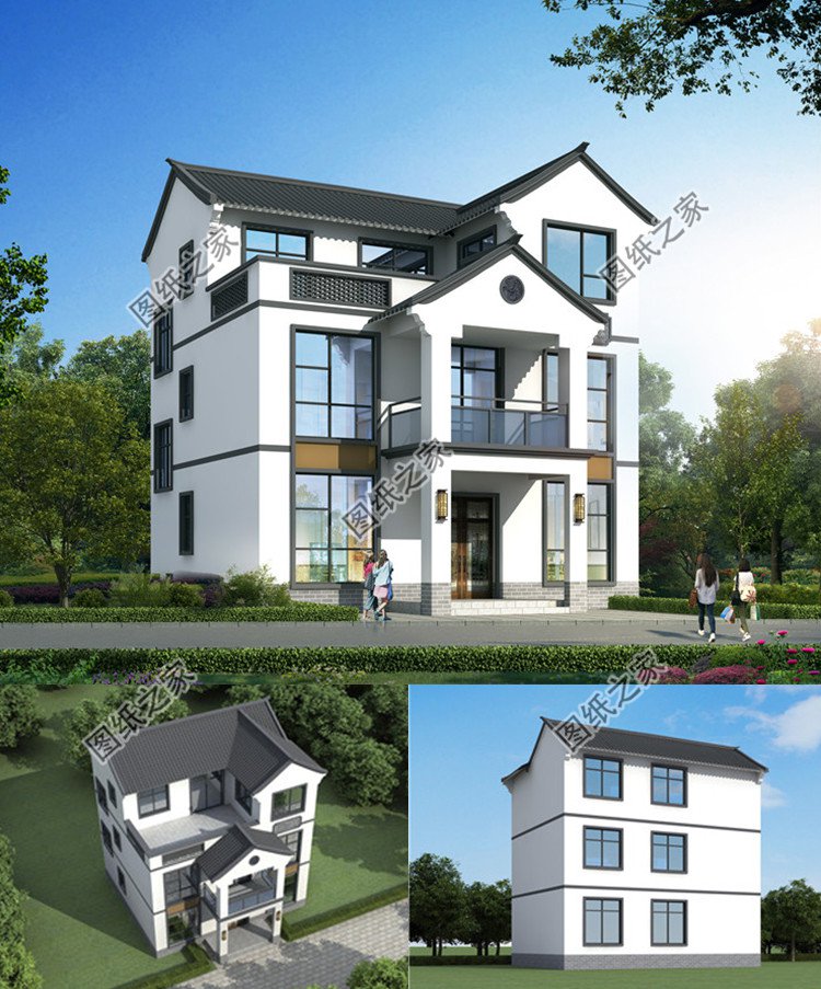 97平米三層新農(nóng)村別墅設(shè)計(jì)圖效果圖