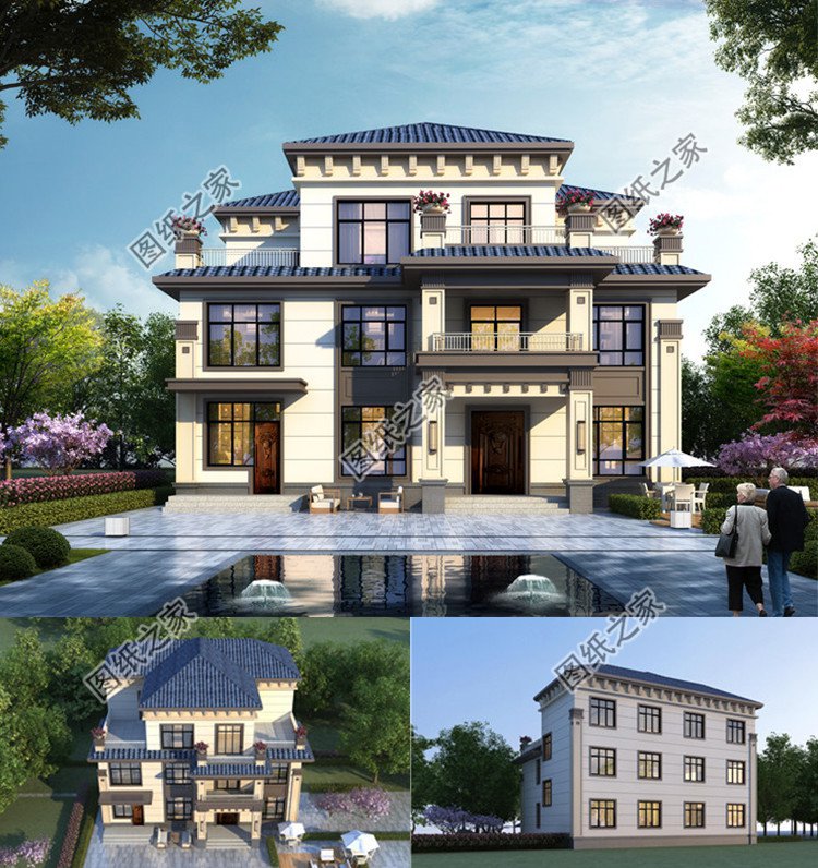 農(nóng)村四間三層豪華別墅設(shè)計(jì)效果圖