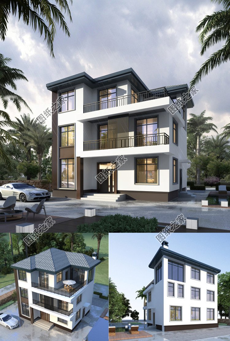 三層現(xiàn)代風別墅設計圖效果圖