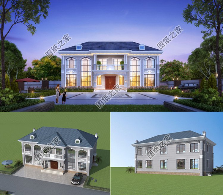 造價(jià)便宜的二層雙拼別墅效果圖